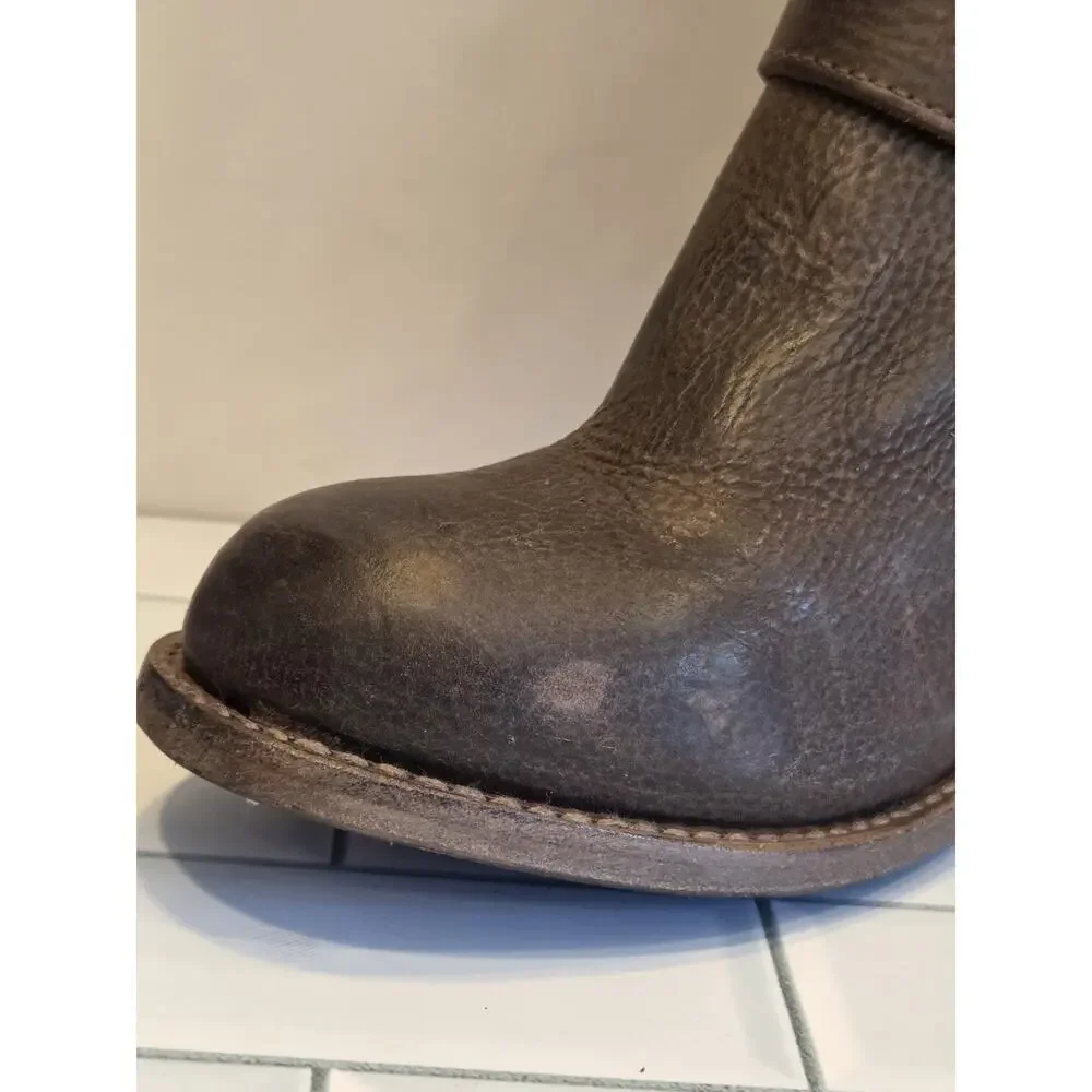 Freebird BARKER Mid-calf Brown Leather Boots, Buckle Details Side Zip, Boho | 9 - Picture 9 of 16